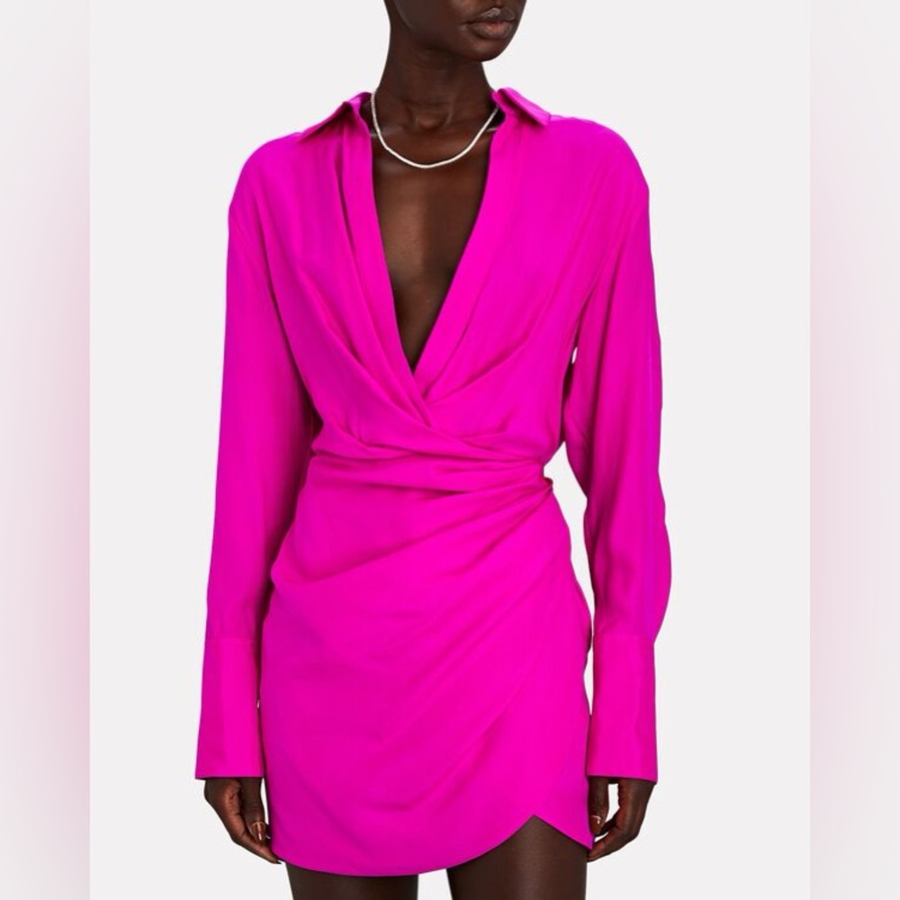 GAUGE81 Draped Mini Shirt Dress Small Silk